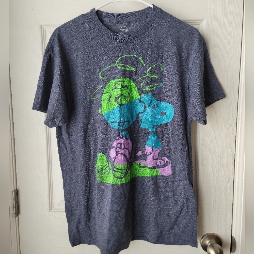 Mens Peanuts Charlie Brown & Snoopy Short Sleeve Crew Multi Color TShirt Size M
